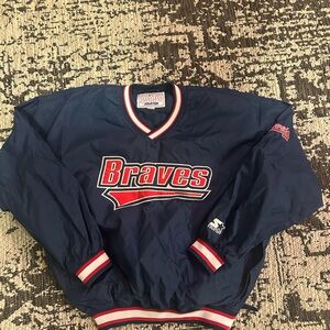 STARTER Vintage Men’s Navy Braves Pullover Jacket